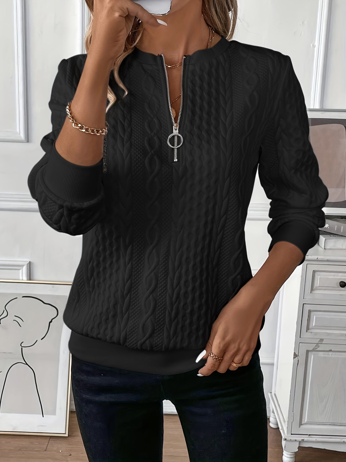 Amy | Sweater with Zipper - Riviera London