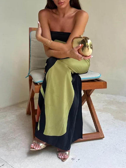 Off Shoulder Fashion Contrast Sleeveless Printed Maxi Dress - Riviera London