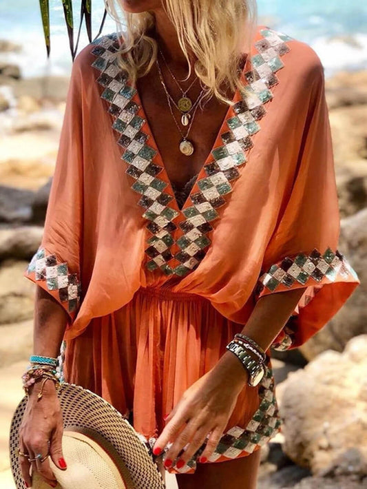 Bohemian Beach Print Kimono Romper - Riviera London