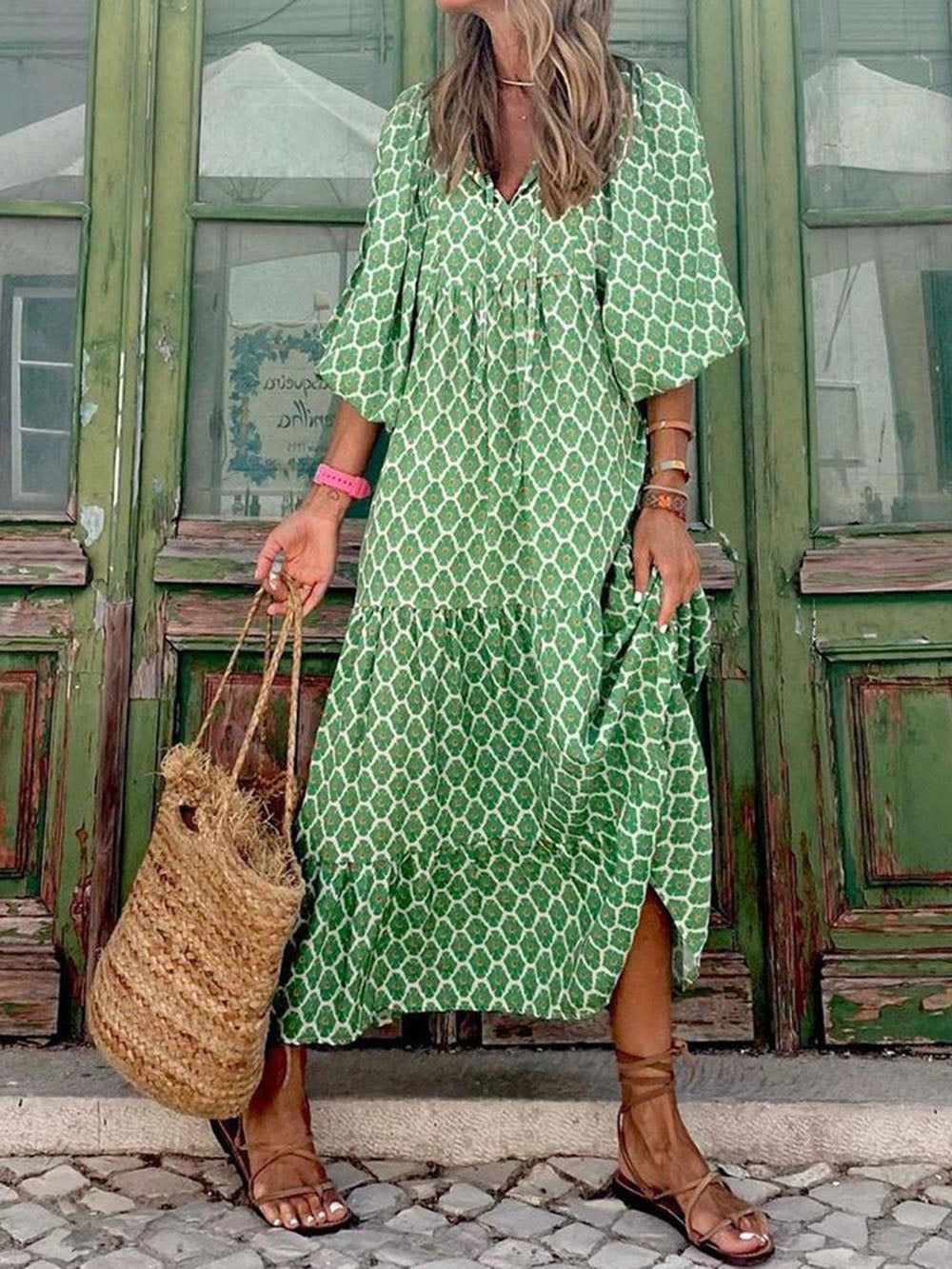 Bohemian Printed Maxi Dress - Riviera London