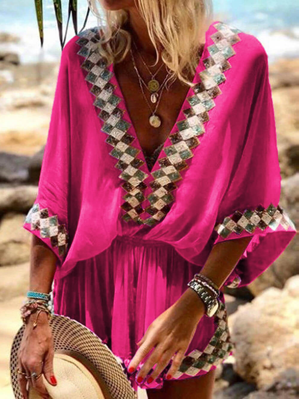Bohemian Beach Print Kimono Romper - Riviera London