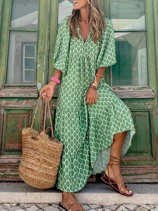 Bohemian Printed Maxi Dress - Riviera London