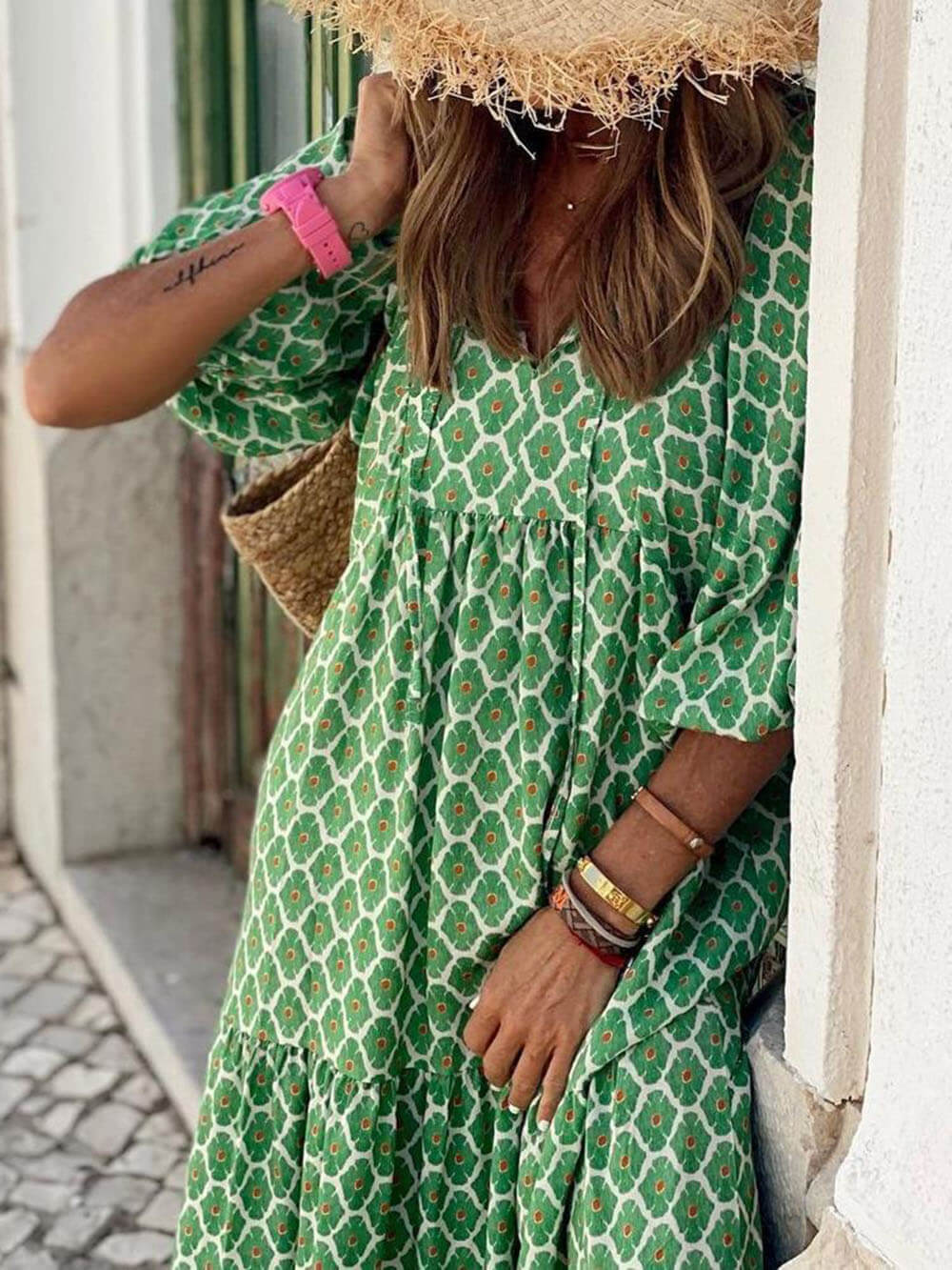 Bohemian Printed Maxi Dress - Riviera London