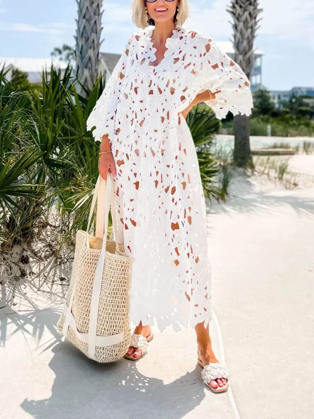 Cover Up Lace Beach Midi Dress - Riviera London