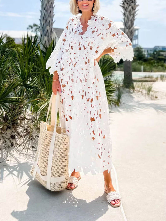 Cover Up Lace Beach Midi Dress - Riviera London