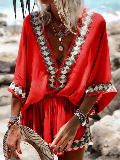 Bohemian Beach Print Kimono Romper - Riviera London