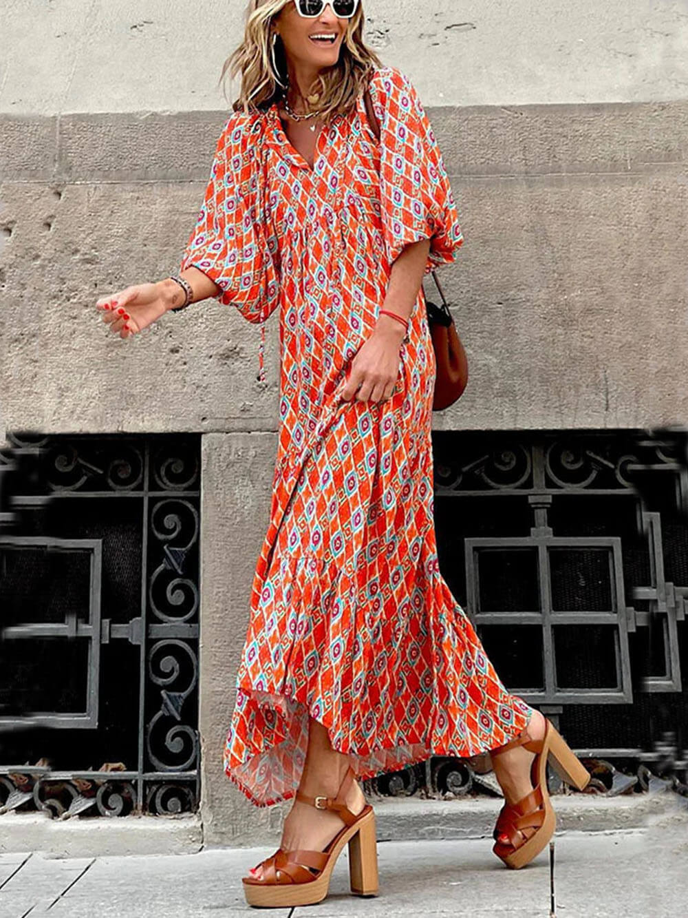 Bohemian Printed Maxi Dress - Riviera London