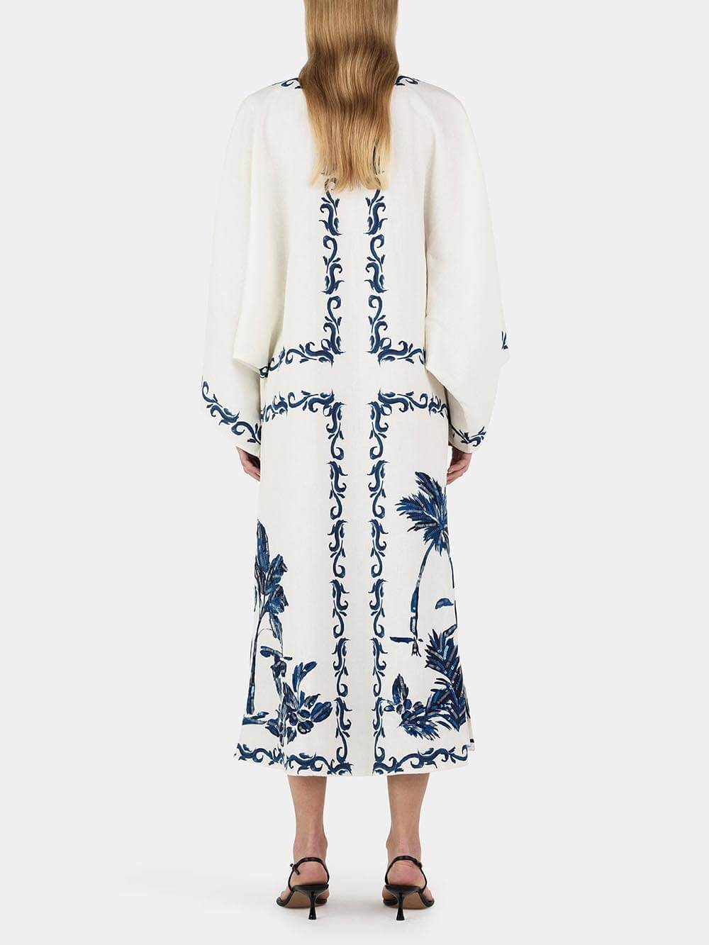 Vintage Hawaiian Print Sequined Oversized Loose Midi Dress - Riviera London