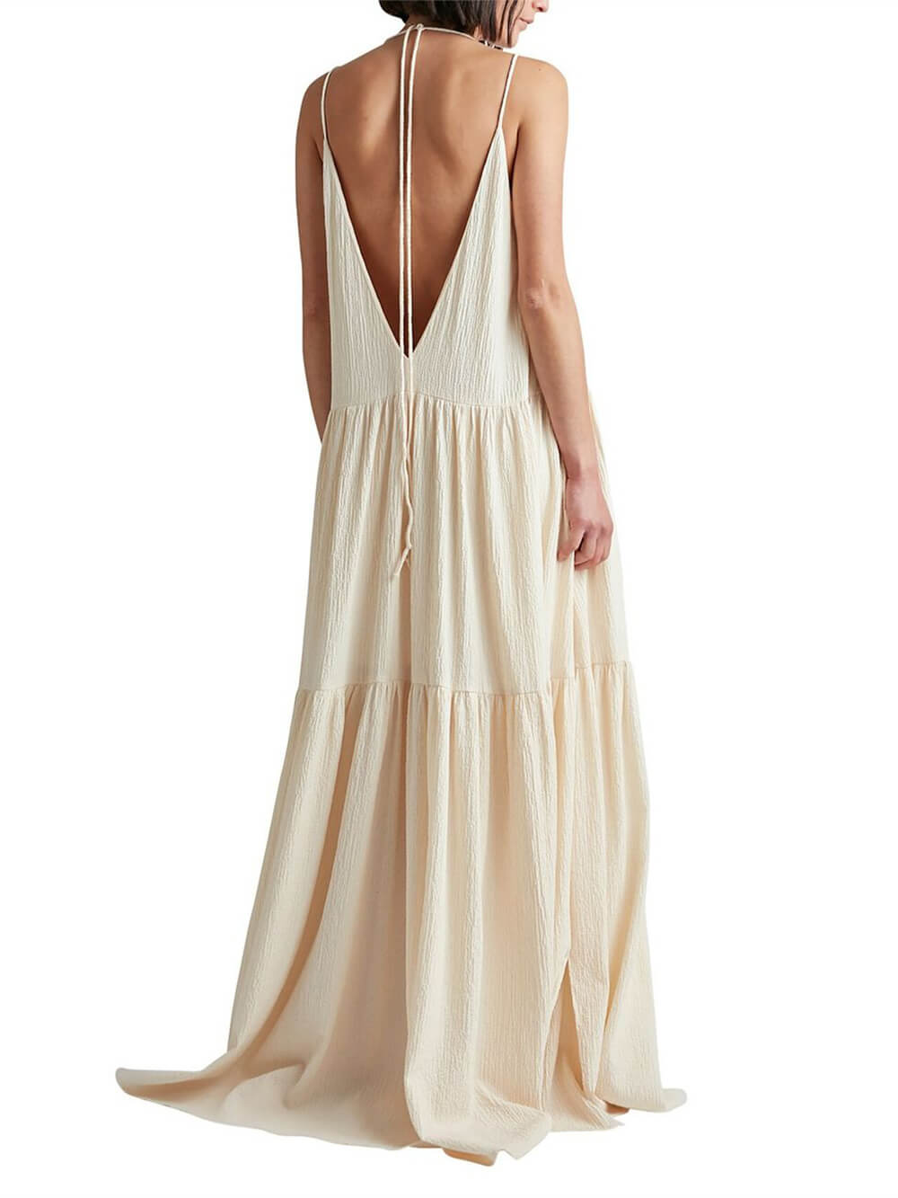Summer Vacation Deep V-Neckline Strappy Maxi Dress - Riviera London