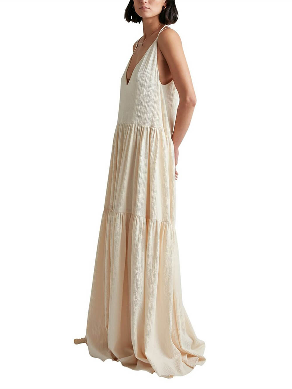 Summer Vacation Deep V-Neckline Strappy Maxi Dress - Riviera London