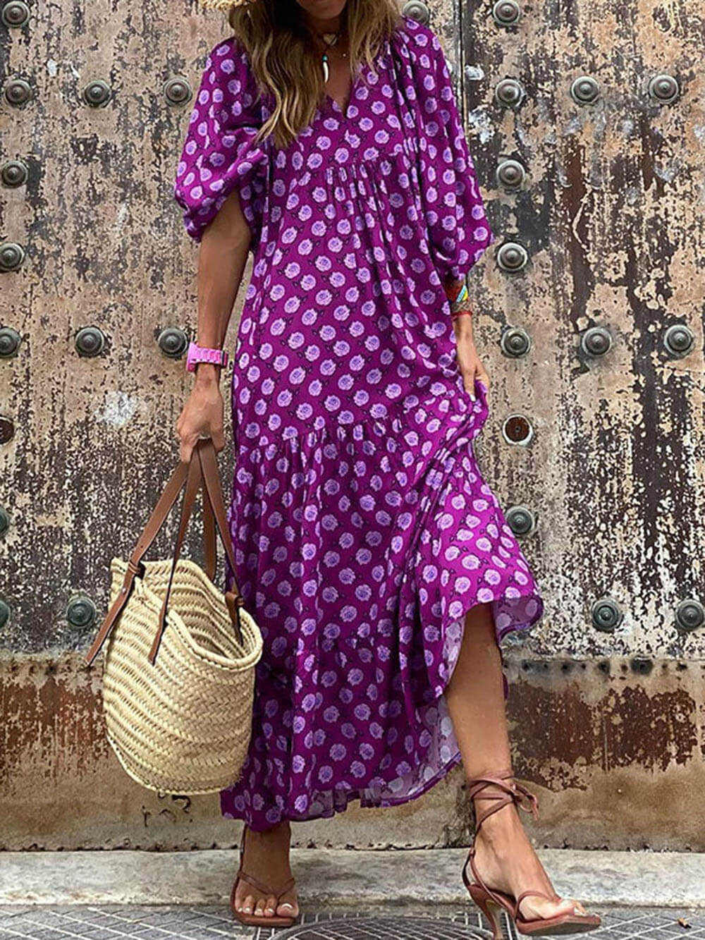 Bohemian Printed Maxi Dress - Riviera London
