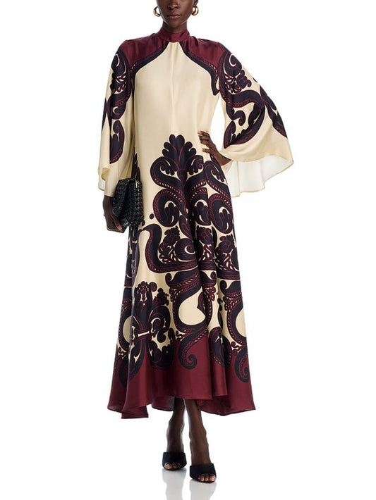 Elegance Ease Stunning Grenadilla Print Maxi Dress - Riviera London
