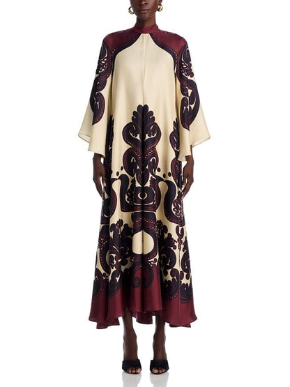 Elegance Ease Stunning Grenadilla Print Maxi Dress - Riviera London