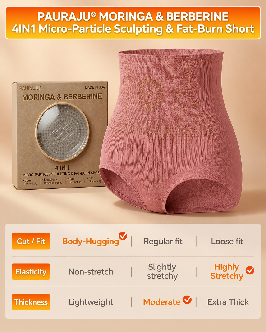4-in-1 Shaping and Fat-Burning Microfiber Short