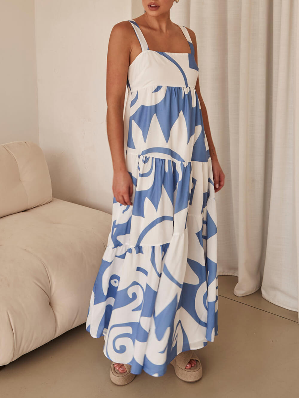 Enchanting Geometric Print Maxi Dress - Riviera London
