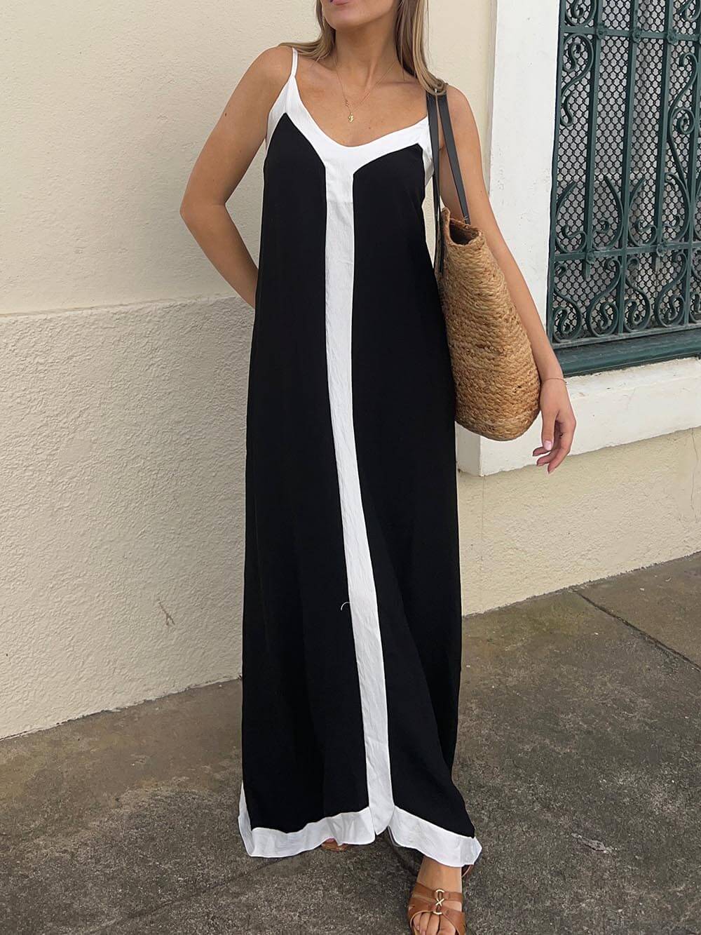 Suspender Colorblock Midi Dress - Riviera London