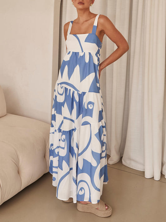 Enchanting Geometric Print Maxi Dress - Riviera London