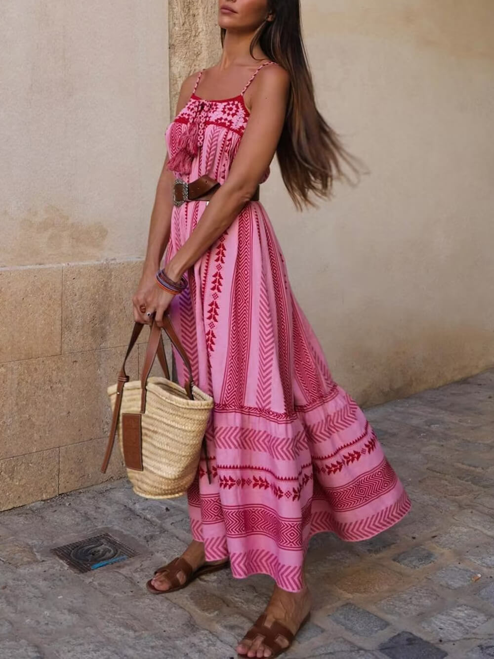 Crochet Patchwork Ethnic Style Knitted Slip Maxi Dress - Riviera London