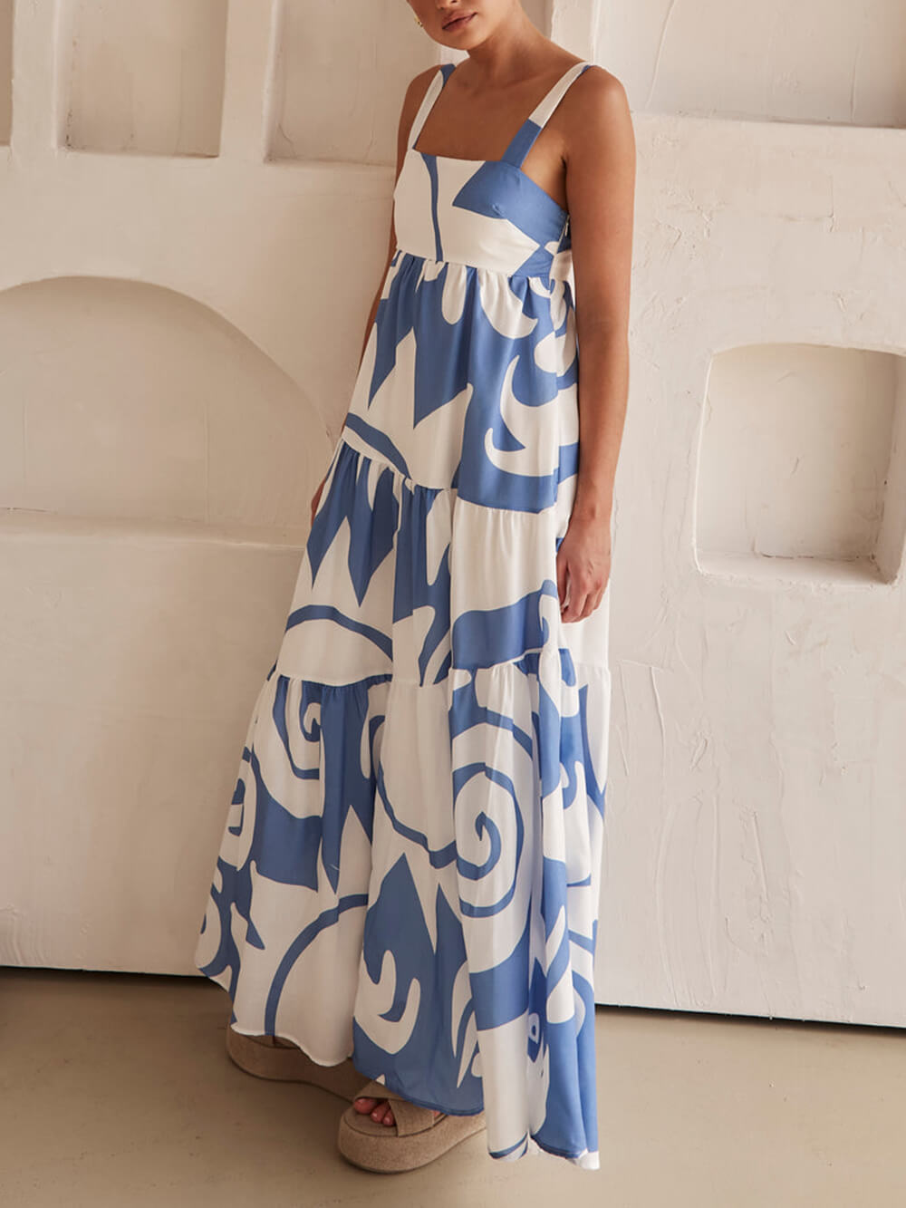 Enchanting Geometric Print Maxi Dress - Riviera London
