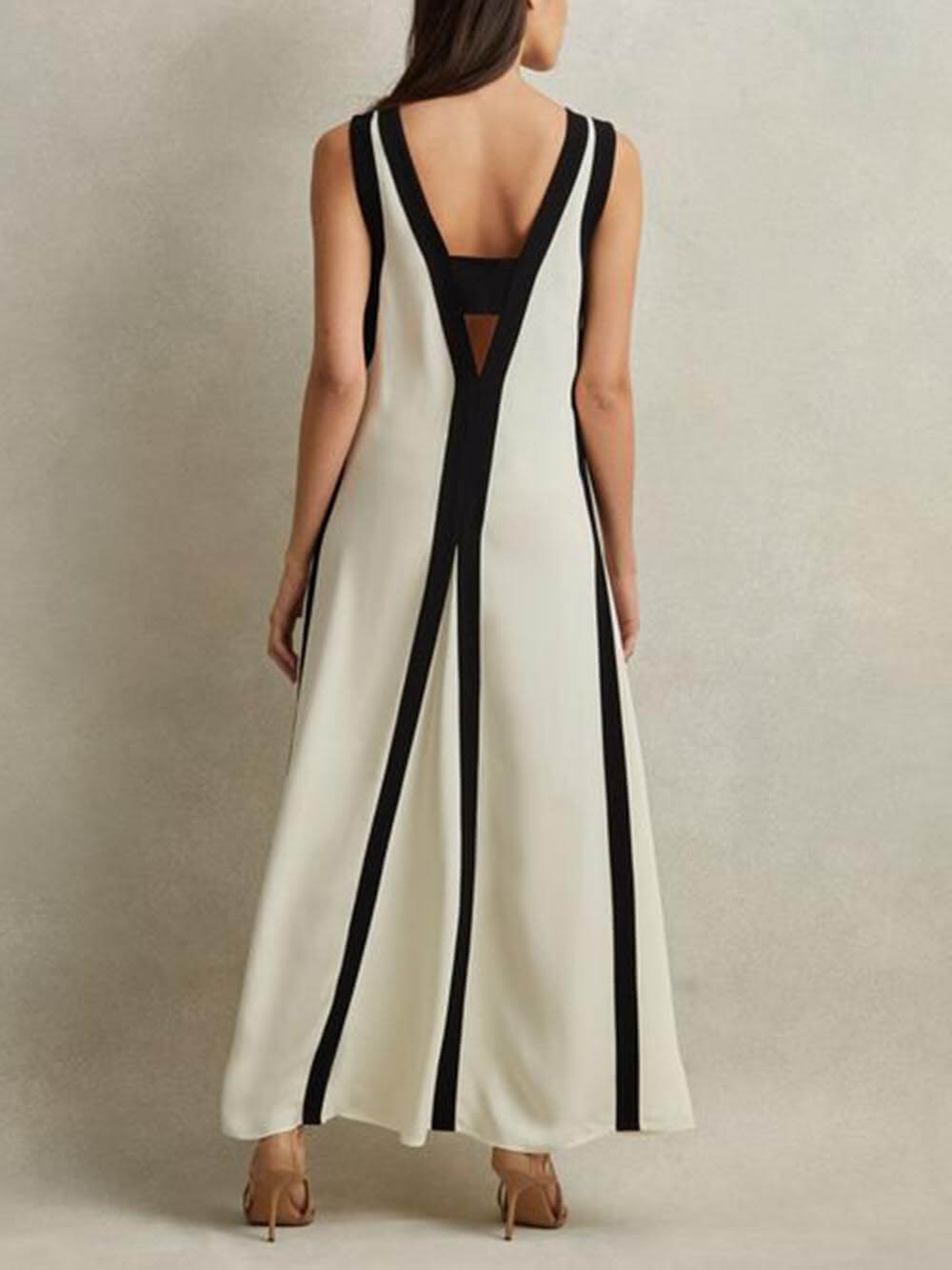Colorblock Reversible Style A-Line Maxi Dress - Riviera London