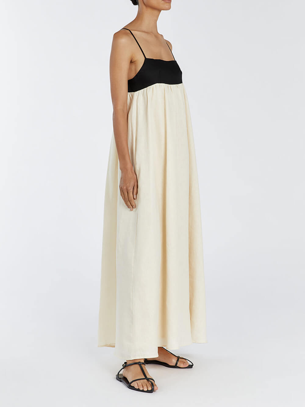 Black And White Loose Suspender Patchwork Maxi Dress - Riviera London