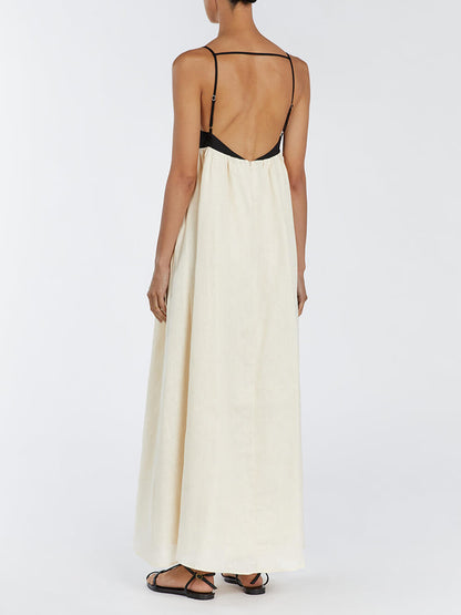 Black And White Loose Suspender Patchwork Maxi Dress - Riviera London