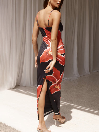 Abstract Unforgettable Floral Print Maxi Dress - Riviera London