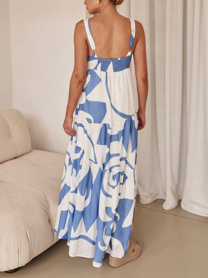 Enchanting Geometric Print Maxi Dress - Riviera London