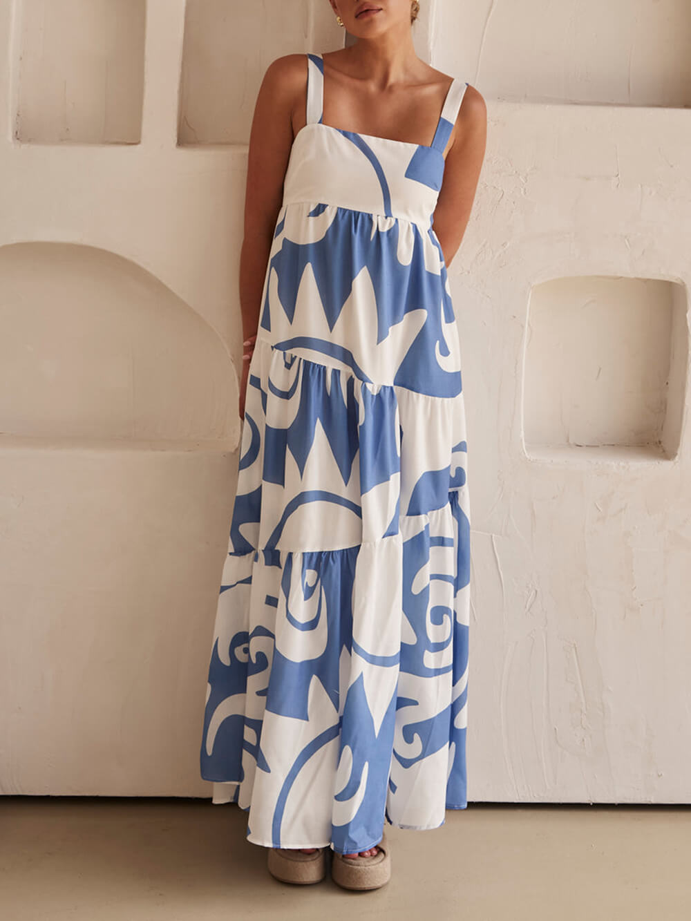Enchanting Geometric Print Maxi Dress - Riviera London