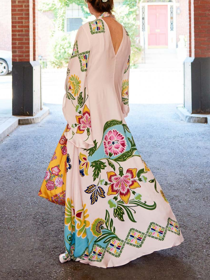 Exquisite Sunshine Floral Print Flowing Maxi Dress - Riviera London