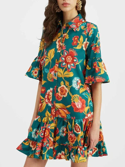 Grace Unique Flora Print Mini Dress - Riviera London