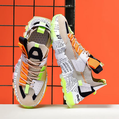 Graffiti Breathable Mesh Casual Sneakers - Riviera London