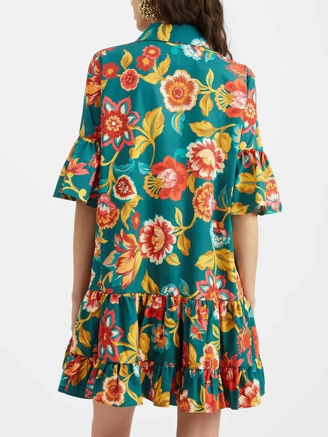 Grace Unique Flora Print Mini Dress - Riviera London