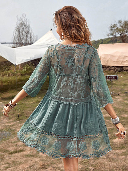Loose Lace Beach Vacation Bikini Cover-Up Dress - Riviera London
