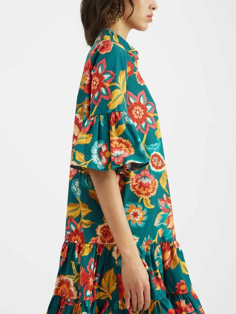 Grace Unique Flora Print Mini Dress - Riviera London