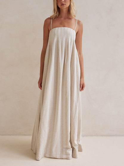 Casual Fashion Halter Neck Striped Maxi Dress - Riviera London