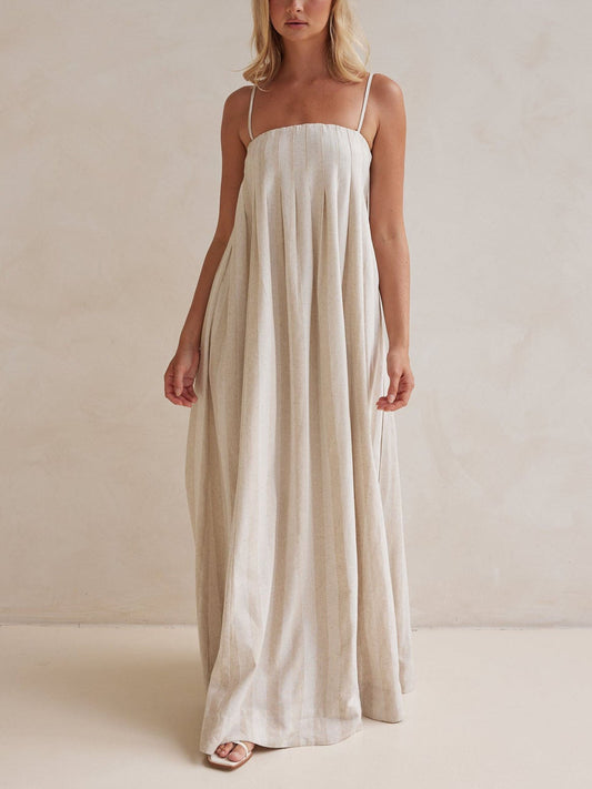 Casual Fashion Halter Neck Striped Maxi Dress - Riviera London