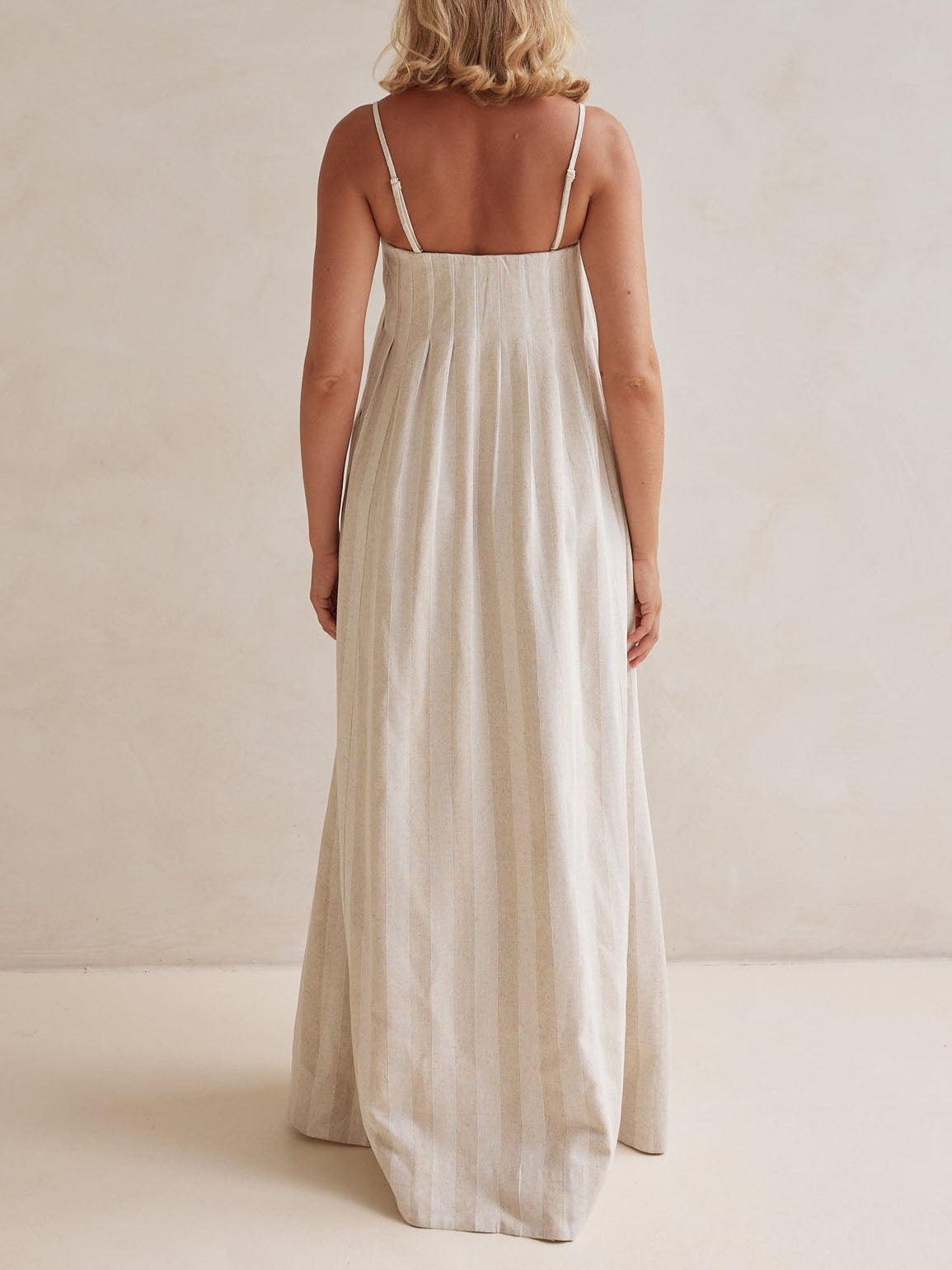 Casual Fashion Halter Neck Striped Maxi Dress - Riviera London