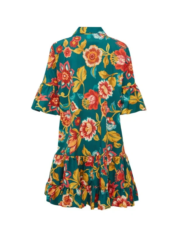 Grace Unique Flora Print Mini Dress - Riviera London