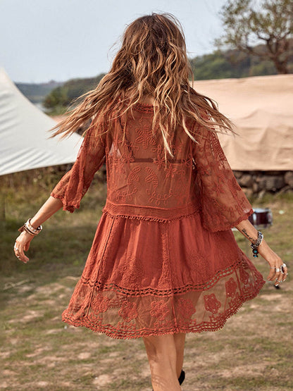 Loose Lace Beach Vacation Bikini Cover-Up Dress - Riviera London