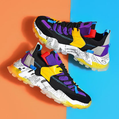 Graffiti Breathable Mesh Casual Sneakers - Riviera London