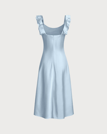 Riviera Blue Satin Dress - Riviera London