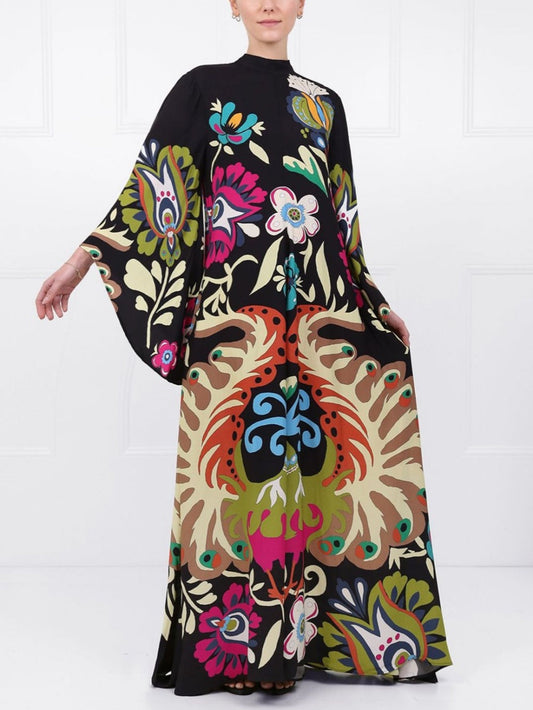 Peacock Printed Maxi Dress - Riviera London