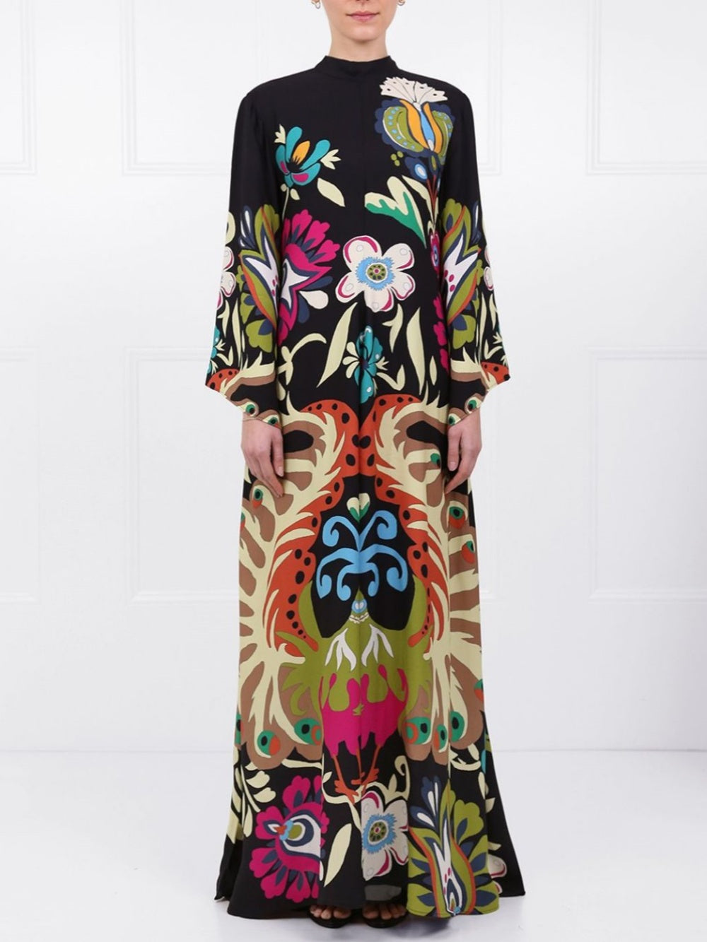 Peacock Printed Maxi Dress - Riviera London