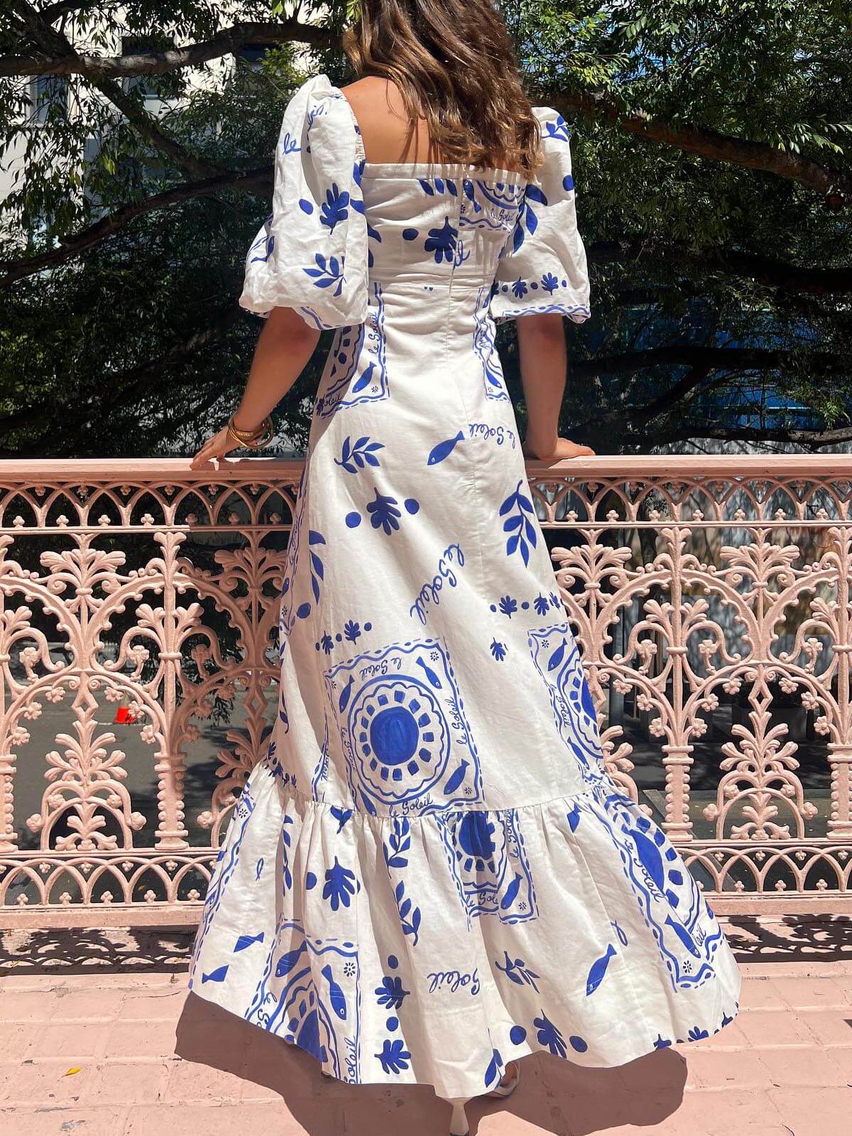 Puff Sleeve Vacation Midi Dress - Riviera London
