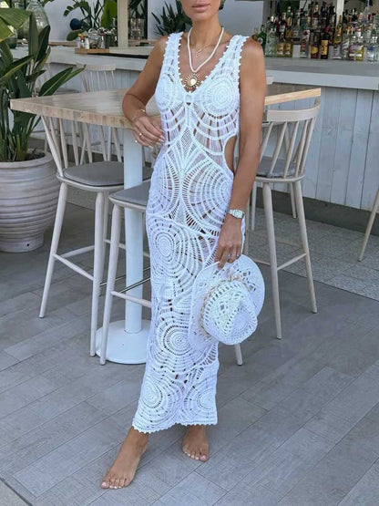 Beach Hollow V-neck Slim Sexy Midi Dress - Riviera London
