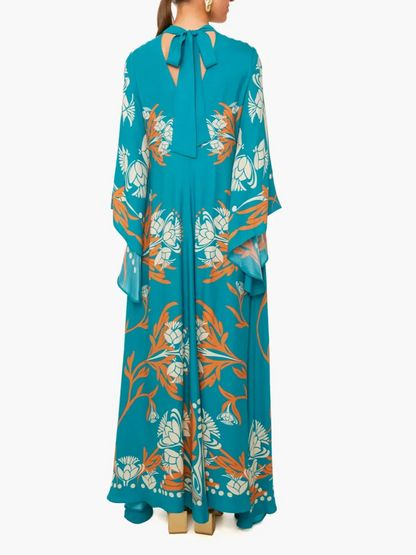 Vintage Stunning Print Maxi Dress - Riviera London