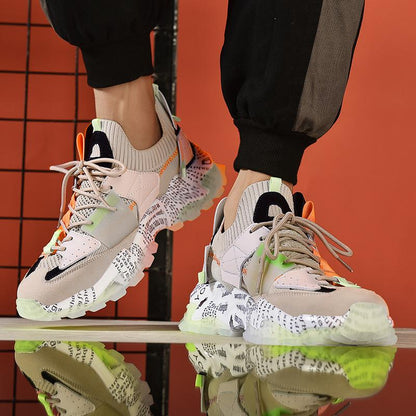 Graffiti Breathable Mesh Casual Sneakers - Riviera London