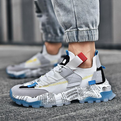 Graffiti Breathable Mesh Casual Sneakers - Riviera London