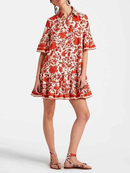 Unique Autumn Prints Mini Dress - Riviera London